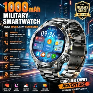 Military Adventure Smartwatch Men 1000mAh 1.7" HD