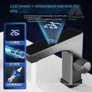 Magnesium Aluminum Alloy Basin Faucet Temperature Display