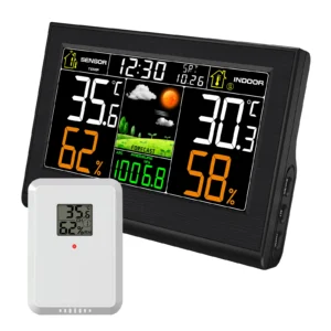 Wireless Weather Station Clock 8CH Remote Sensor Indoor/Outdoor