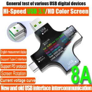 ‌USB Tester Type-C PD Digital Capacity Meter 8A