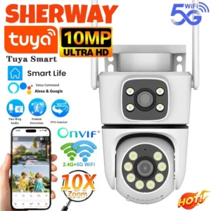 Tuya 10MP Dual-Lens 5G Wifi Camera PTZ Outdoor 4K