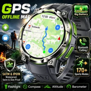 GPS Map Smart Navigation Watch 1200mAh Compass Altimeter