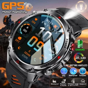 Sport Smart Watch Men HD AMOLED  GPS Heart Rate Bluetooth