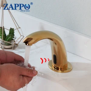 ZAPPO Gold Automatic Sensor Bathroom Faucet Touchless