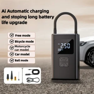 Electric Tire Pump with LED Light 4000mAh Portable