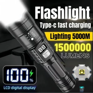 Flashlight 1500000LUM Super Bright Rechargeable LED