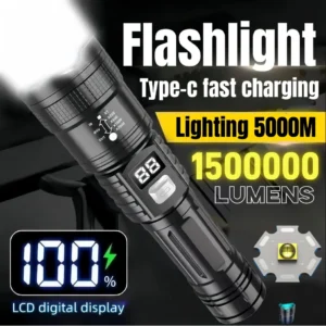 Flashlight 1500000LUM Super Bright Rechargeable LED