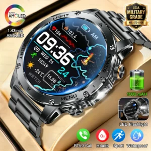 Military Smart Watch Fitness Clock Men 466*466 AMOLED