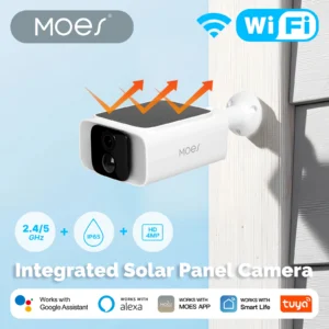MOES Smart Solar Security Camera, WiFi 2.4/5GHz
