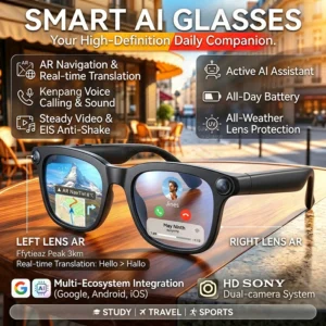 AI Smart Glasses 4K 800W Camera Bluetooth 5.4