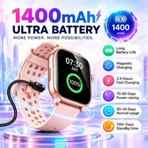 1400mAh Battery Smart Watch Ladies AMOLED Bluetooth